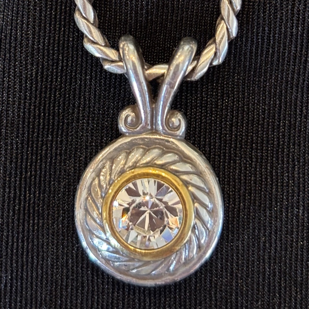 Brighton Heiress Two Tone Crystal Pendant & Rope Chain